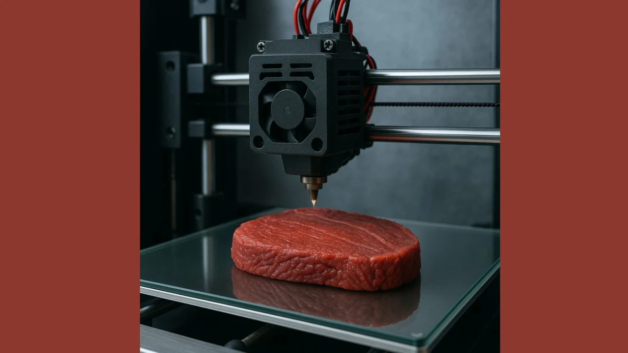 Foto: Fleisch aus dem 3D-Drucker (Copyright: canva.com)