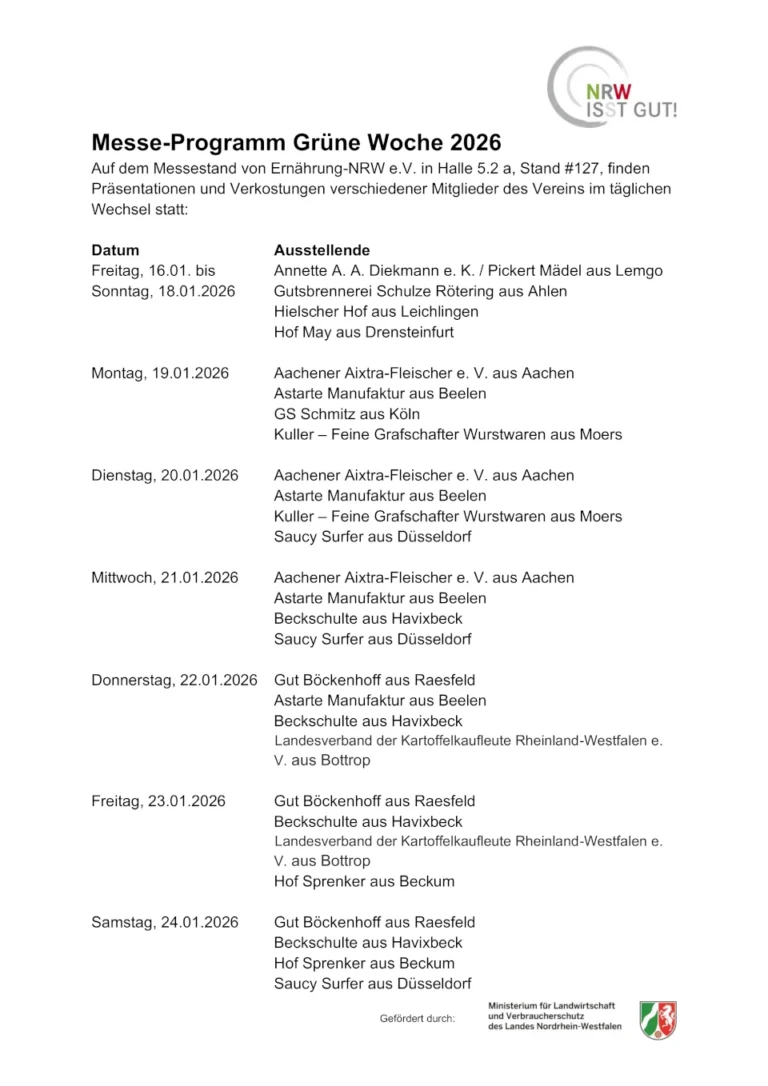 Abbildung: Messeprogramm Ernährung-NRW e. V. (© Ernährung-NRW e. V.)
